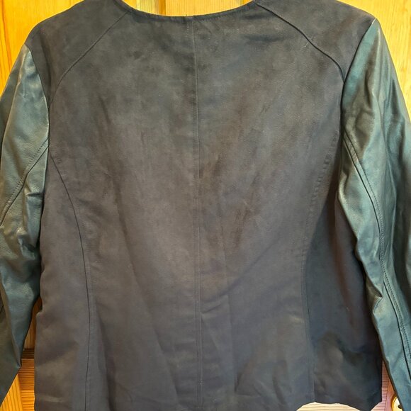 Alfani Women's Faux Black Suede and Faux Leather Full-Zip Jacket, Size: L - Picture 9 of 16